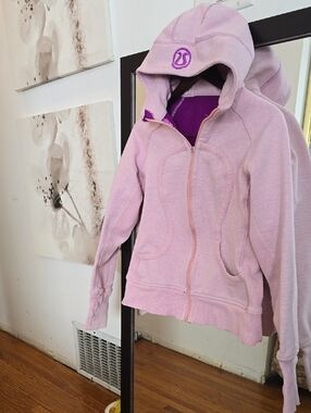 Lululemon Scuba Hoodie THICK COTTON Light Pink/Purple Zip-Up Hooded Jacket - 8